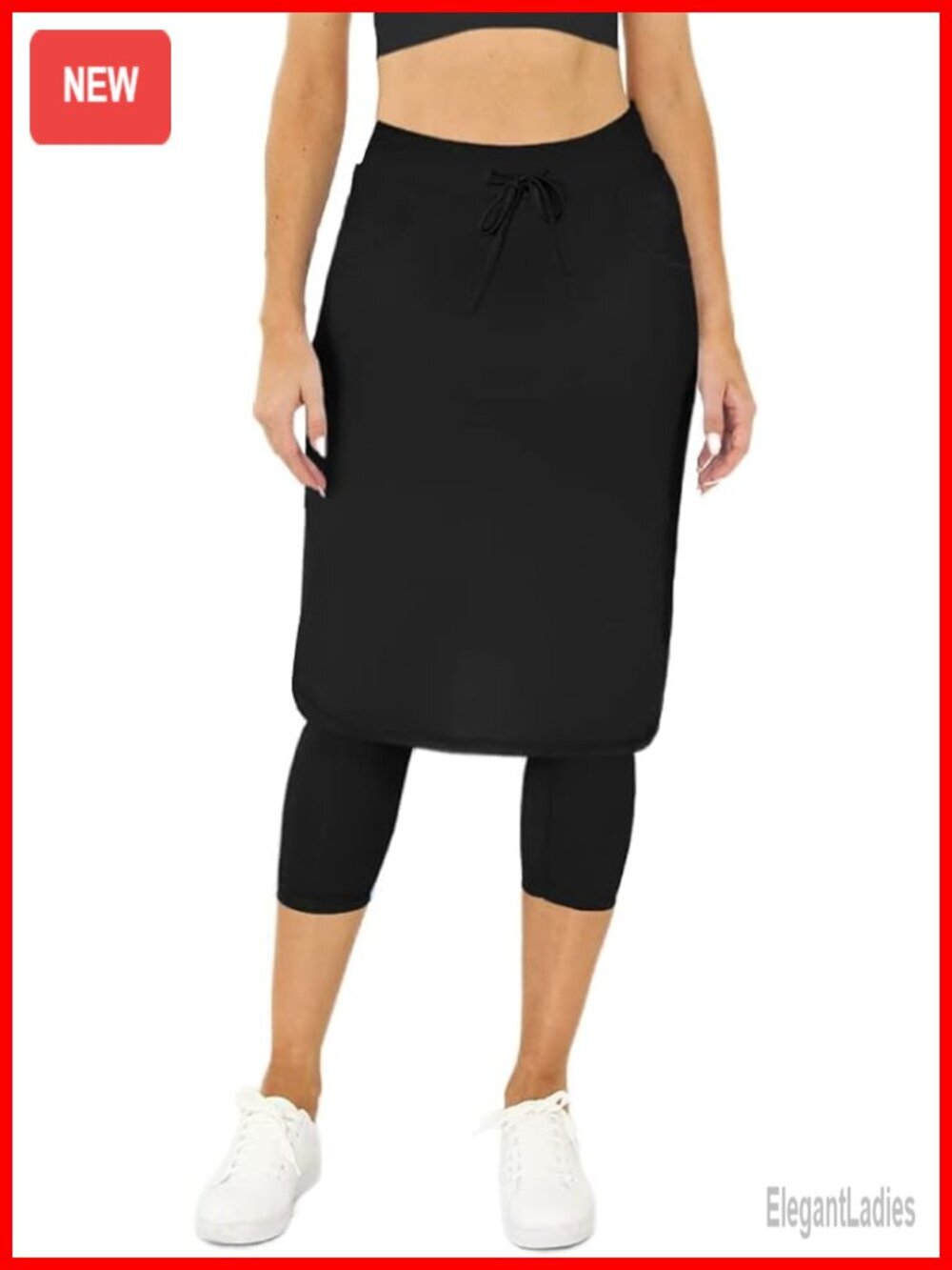 20" Modest Skort with Capri Leggings, Nylon Spandex High Stretch, Tummy Control